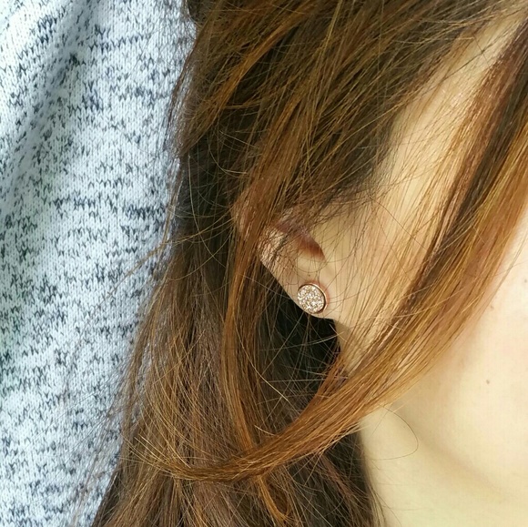 Rose Gold Druzy Earrings - Picture 5 of 6